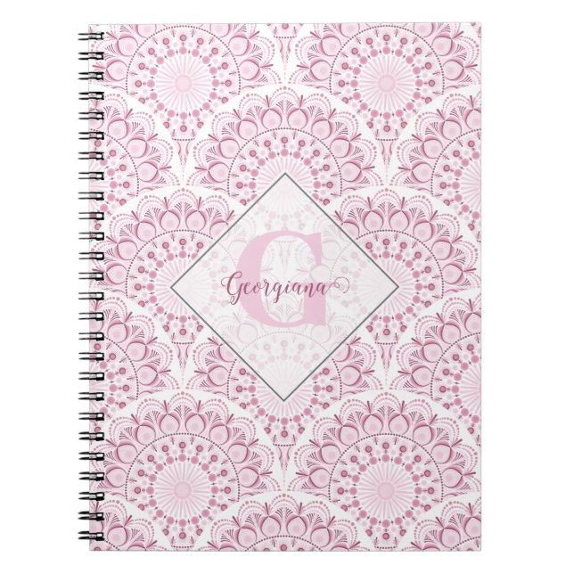 Caderno Espiral Arte Personalizada Deco Rosa Confetti Lace Mandala (Frente)