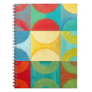 Caderno Espiral Arte Pop brilhante com Círculos e Quadrados