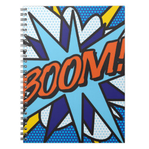 Caderno Espiral Arte Pop de Quadrinhos Retrô Divertido