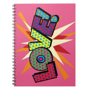 Caderno Espiral Arte Pop de Quadrinhos Retrô Divertido de AMOR