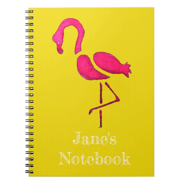 Caderno Espiral Arte-pop única rosa flamingo (Frente)