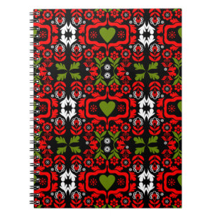 Caderno Espiral Arte popular de flores abstratas Boho