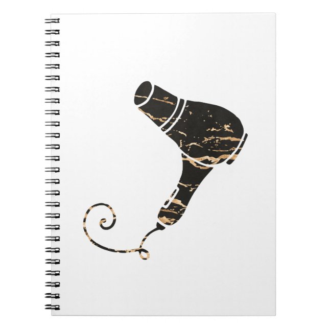 Caderno Espiral Arte preta & Dourado moderna do secador de cabelo (Frente)