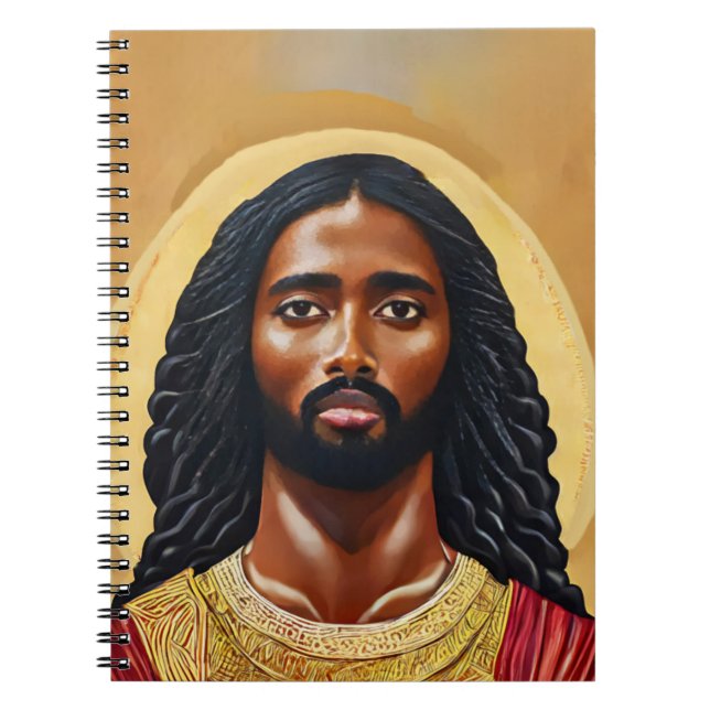 Caderno Espiral Arte Religiosa Cristo de Jesus Africano Negro (Frente)