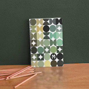 Caderno Espiral Arte Retro Verde Preto Marrom Personalizada