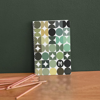 Caderno Espiral Arte Retro Verde Preto Marrom Personalizada
