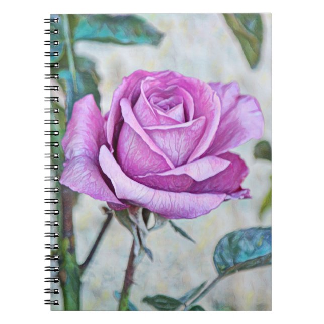 Caderno Espiral Arte Rosa púrpura do Jardim de Gertie (Frente)