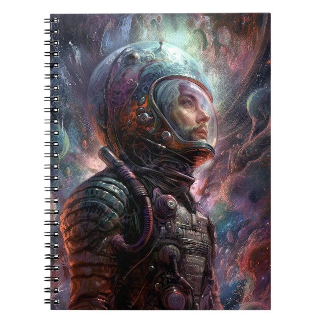 Caderno Espiral Arte sobre ficção científica astronauta (Frente)