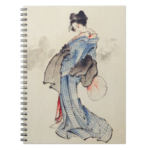 Caderno Espiral Arte Tradicional Japonesa de Geisha em Kimono