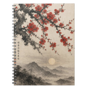 Caderno Espiral Arte Tradicional Sumi-e de Tinta Lavada