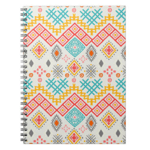 Caderno Espiral Arte tribal: impressão boho geométrico.
