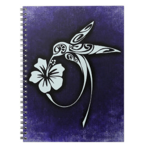 Caderno Espiral Arte Tribal Motivo de Pássaro no Azul