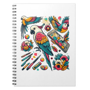 Caderno Espiral Arte tropical Colorida
