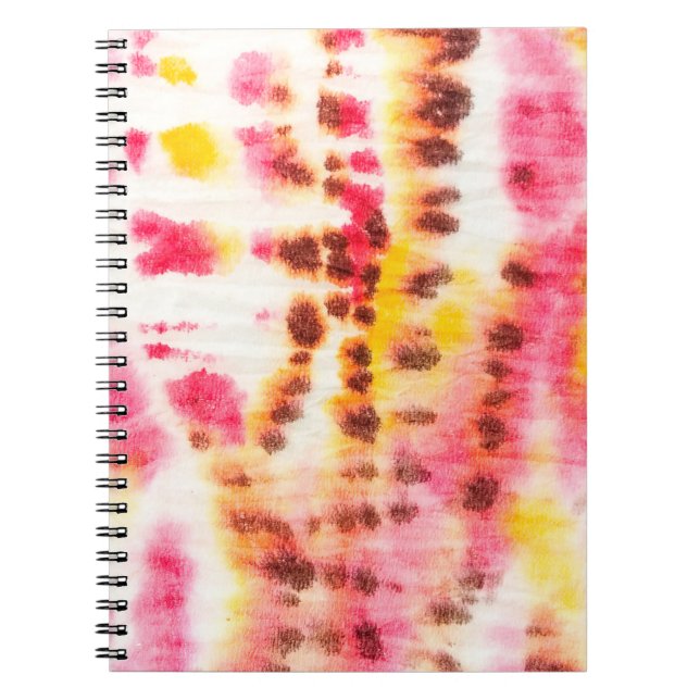Caderno Espiral Arte Vermelha Suja. Tie Dye Texture. Pincel cinza  (Frente)