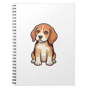 Caderno Espiral Arte Vetorial de Cachorrinho Beagle com Gravura An