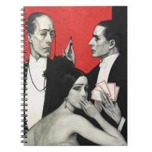 Caderno Espiral Arte Vintage Art Deco Noir Mystery Poker Benda Art