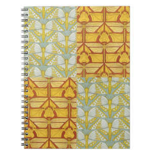 Caderno Espiral Arte Vintage Art Nouveau Padrão de Grade da Nature