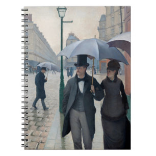 Caderno Espiral Arte Vintage de Caillebotte Rua de Paris Dia Chuvo