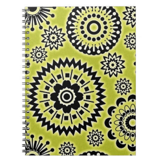 Caderno Espiral arte vintage flores geométricas estilizadas pa sem