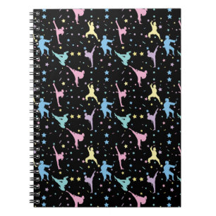 Caderno Espiral Artes Marciais Karate Abstrato Estrelas Brilhos