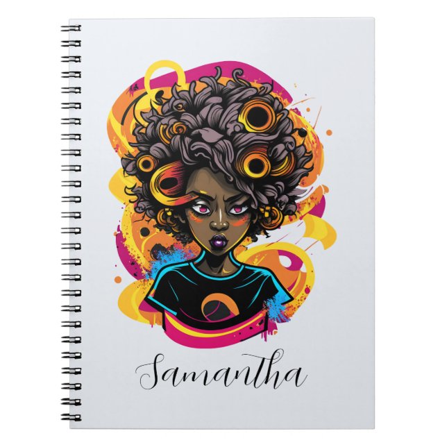 Caderno Espiral Artista Afro Mulher (Frente)