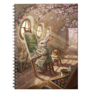 Caderno Espiral Artista Coelhinho Caprichoso Pintando em Cavalete