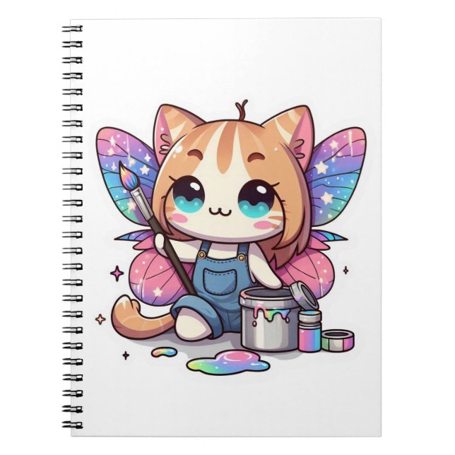 Caderno Espiral Artista de gato-de-fada-gato-bonito (Frente)