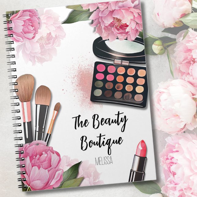 Caderno Espiral Artista de Maquiagem Empresarial (Cosmetics Watercolor Floral Makeup Artist notebook)