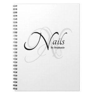 Caderno Espiral Artista de Unhas Brancas do Monograma Elegante Mod