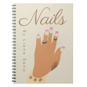Caderno Espiral Artista de Unhas Tatuagem Mão Ilustração