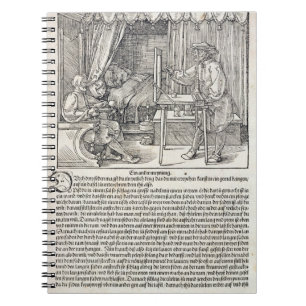 Caderno Espiral Artista que usa a máquina de desenho de Durer par