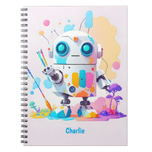 Caderno Espiral Artista robô caprichoso para almas criativas