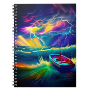 Caderno Espiral Artsy Boat Scene