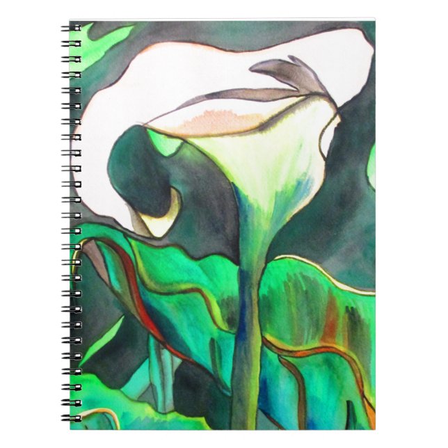 Caderno Espiral Arum Lily — pintura original de aquarela (Frente)