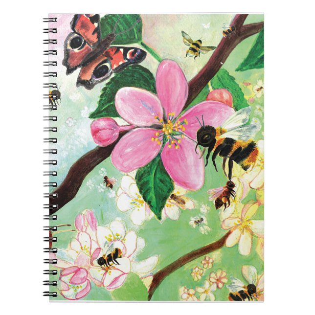 Caderno Espiral Árvore brilhante com notebook Bees (Frente)