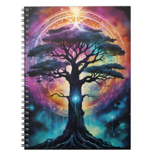 Caderno Espiral Árvore Brilhante Yggdrasil Colorida