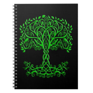 Caderno Espiral Árvore Celta Verde Da Vida