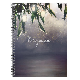 Caderno Espiral Árvore Chorona & Luzes de Jarro de Pedra Elegantes