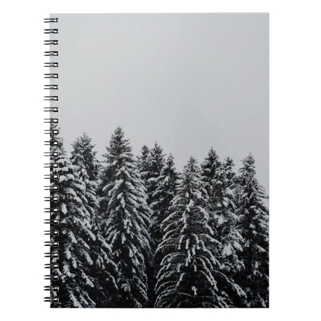 CADERNO ESPIRAL ÁRVORE COBERTA NEVE SOB PELE NUVEM (Frente)
