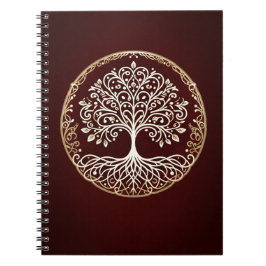 Caderno Espiral Árvore da Vida Rústica Vermelho Escuro Celta