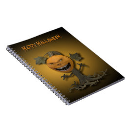 Caderno Espiral Árvore de Abóbora Feliz Halloween