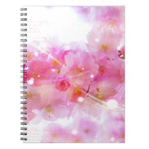 Caderno Espiral Árvore de cereja japonesa com as flores do rosa