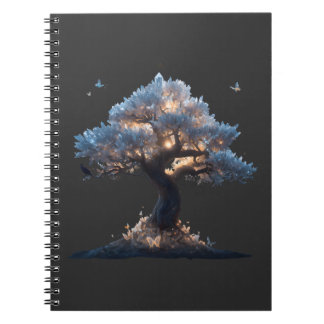 Caderno Espiral Árvore de Cristal Cósmico Arte – Design Sonhador d