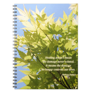 Caderno Espiral árvore de cura, citação inspiradora - notebook