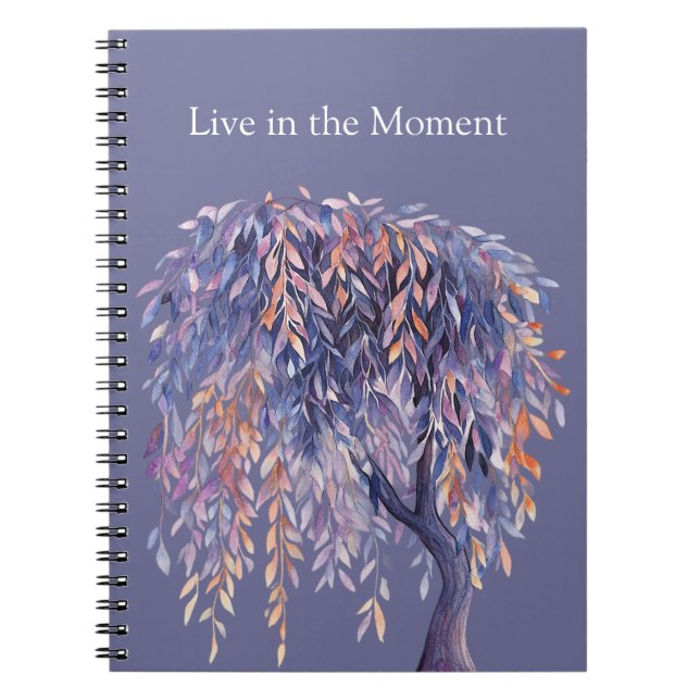 Caderno Espiral Árvore de Folhas Laranja Roxo (Frente)