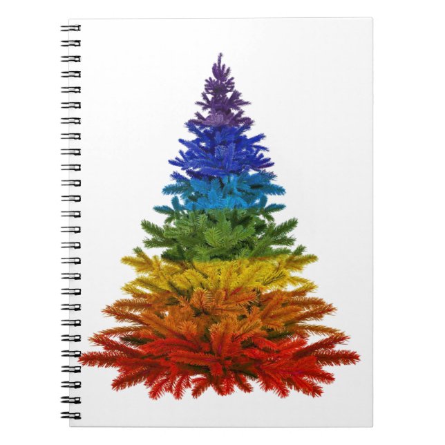 Caderno Espiral árvore de natal arco-íris (Frente)
