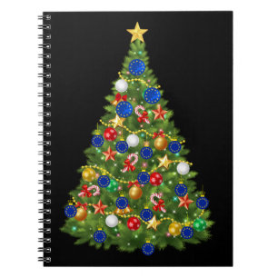 Caderno Espiral Árvore de Natal - Bandeira da União Europeia   Eur