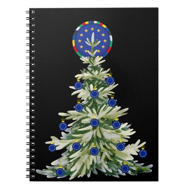 Caderno Espiral Árvore de Natal - Bandeira da União Europeia | Eur (Frente)