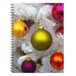 Caderno Espiral Árvore de Natal Branca com Balas Coloridas