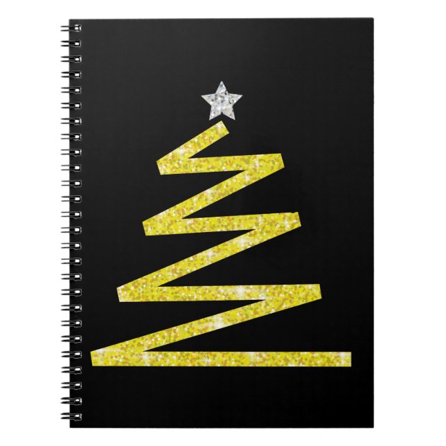 Caderno Espiral Árvore de Natal brilhante (Frente)